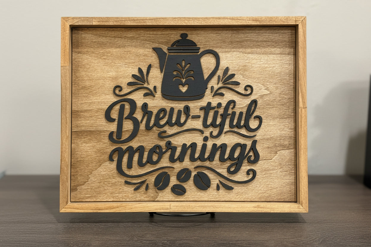 Brew-tiful Mornings Wooden Sign