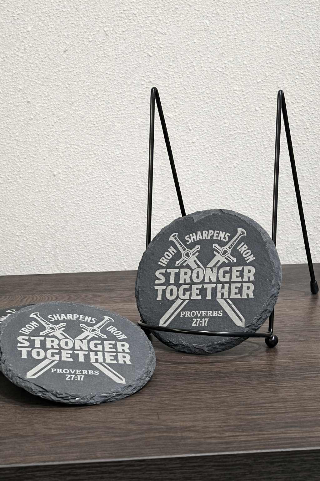 Iron Sharpens Iron Slate Coaster – Proverbs 27:17