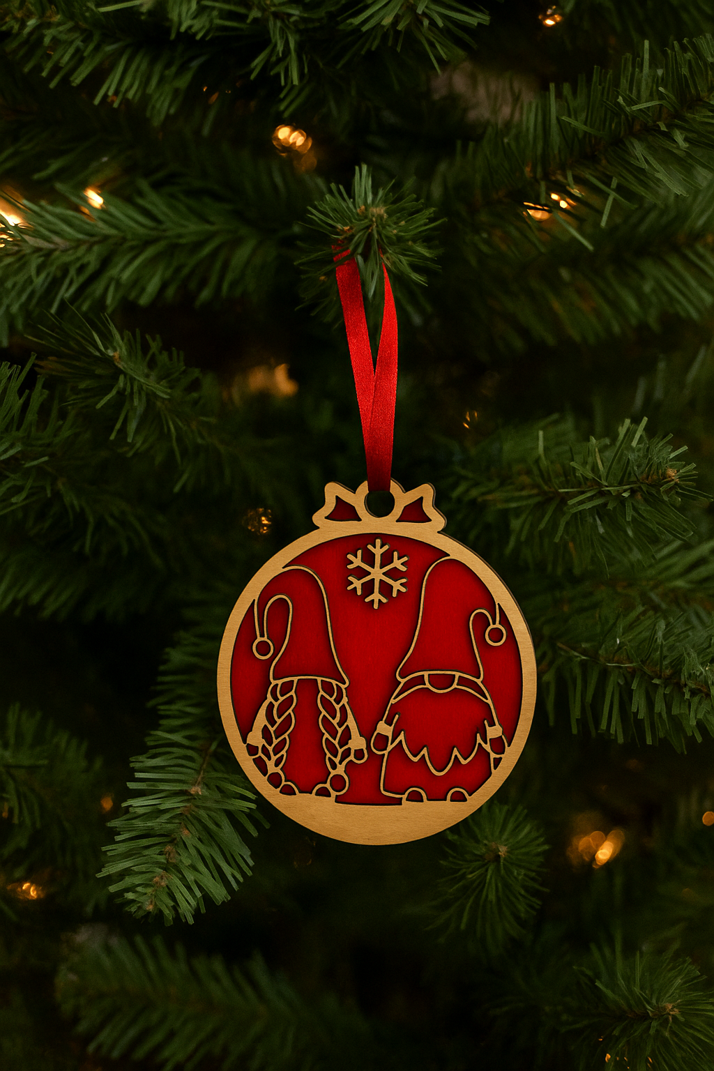 Gnome Wooden Christmas Ornament