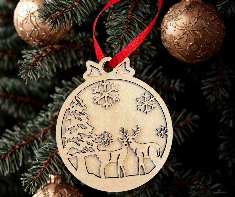 Reindeer Wooden Christmas Ornament