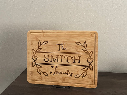 Personalized Family Bamboo Cutting Board 11" x 14.5"
