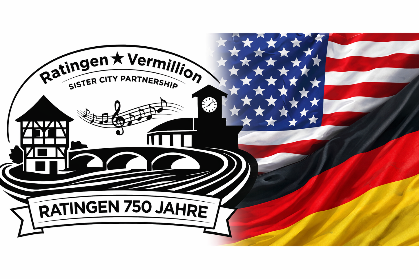 Vermillion, SD ↔ Ratingen, Germany | 750-Year Celebration - 11oz Ceramic Coffee Mug w/ Flags