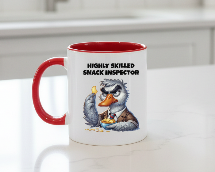 Ceramic Coffee Mug – “Highly Skilled Snack Inspector”
