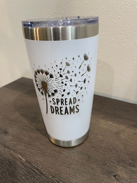 20 oz Stainless Steel Engraved Travel Mug - Spread Dreams