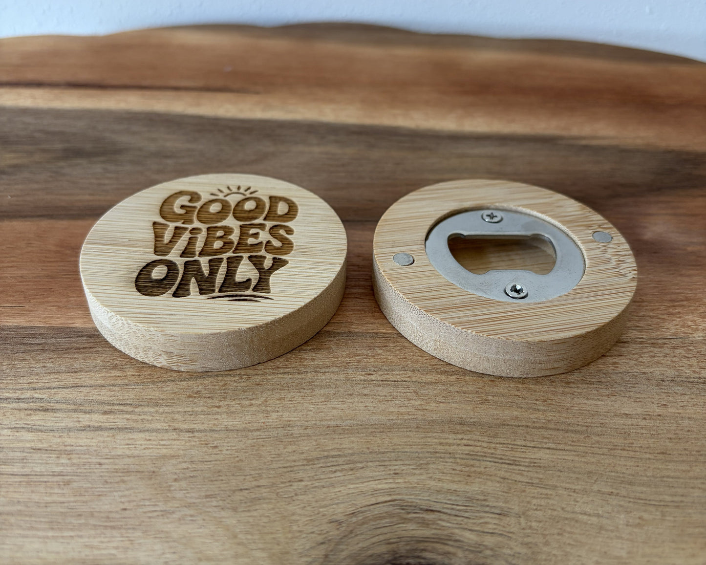 Sunshine Good Vibes - Engraved Wooden Magnetic Bottle Opener