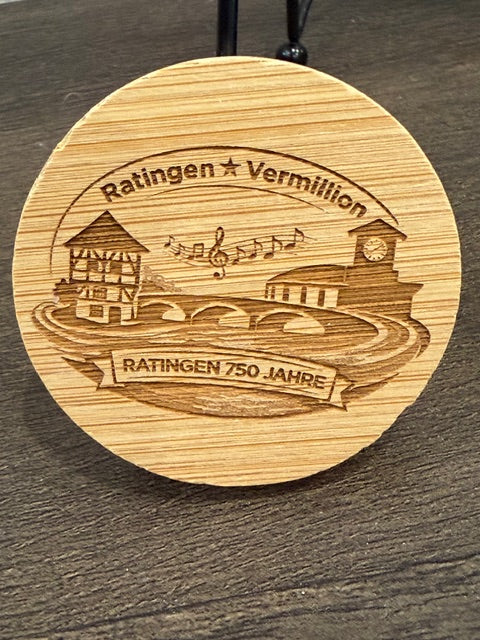 Vermillion, SD ↔ Ratingen, Germany | 750-Year Celebration Wooden Bottle Opener with Magnet