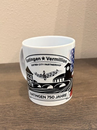 Vermillion, SD ↔ Ratingen, Germany | 750-Year Celebration - 11oz Ceramic Coffee Mug w/ Flags
