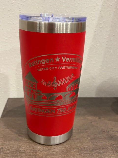 Vermillion, SD ↔ Ratingen, Germany | 750-Year Celebration 20 oz Stainless Steel Engraved Travel Mug