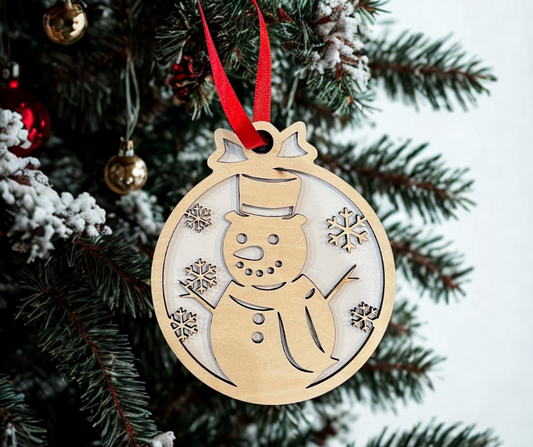 Snowman Wooden Christmas Ornament ⛄🎄