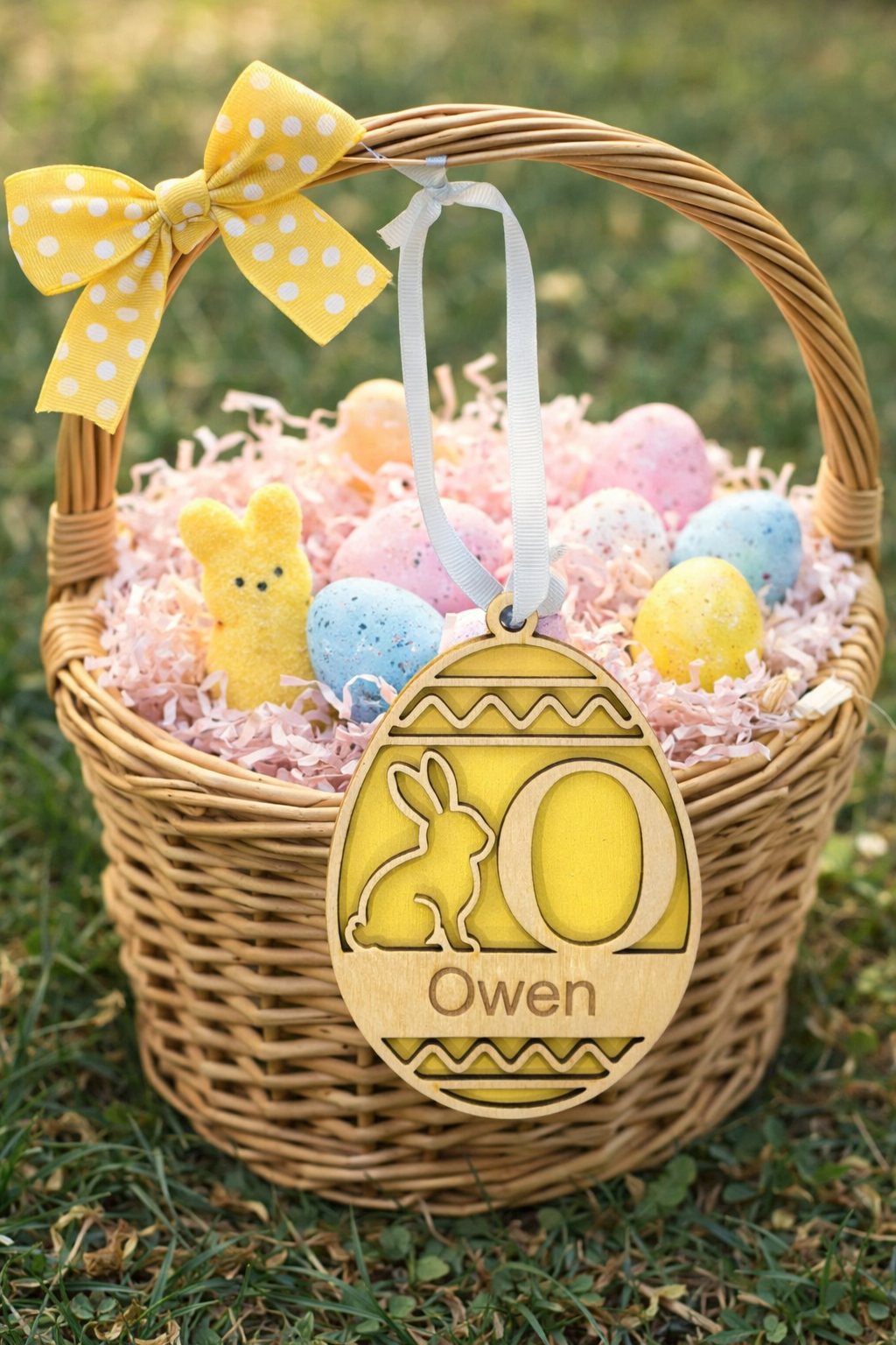Personalized Easter Bunny Ornament / Basket Name Tag