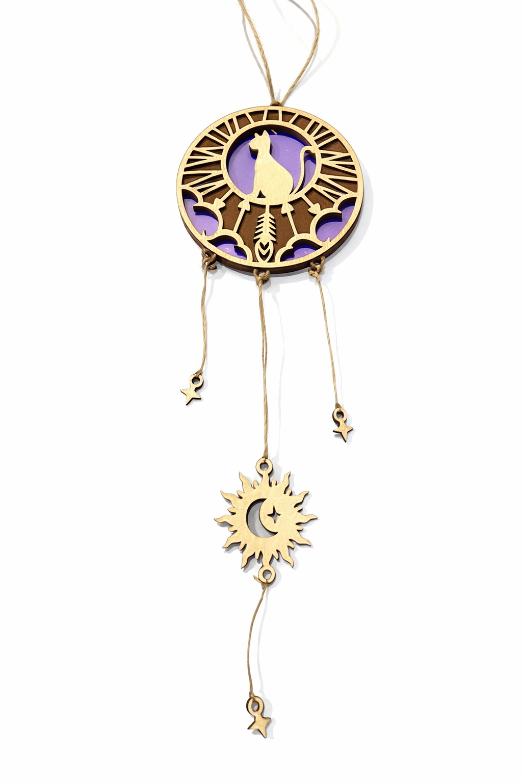 Celestial Cat Wooden Dreamcatcher
