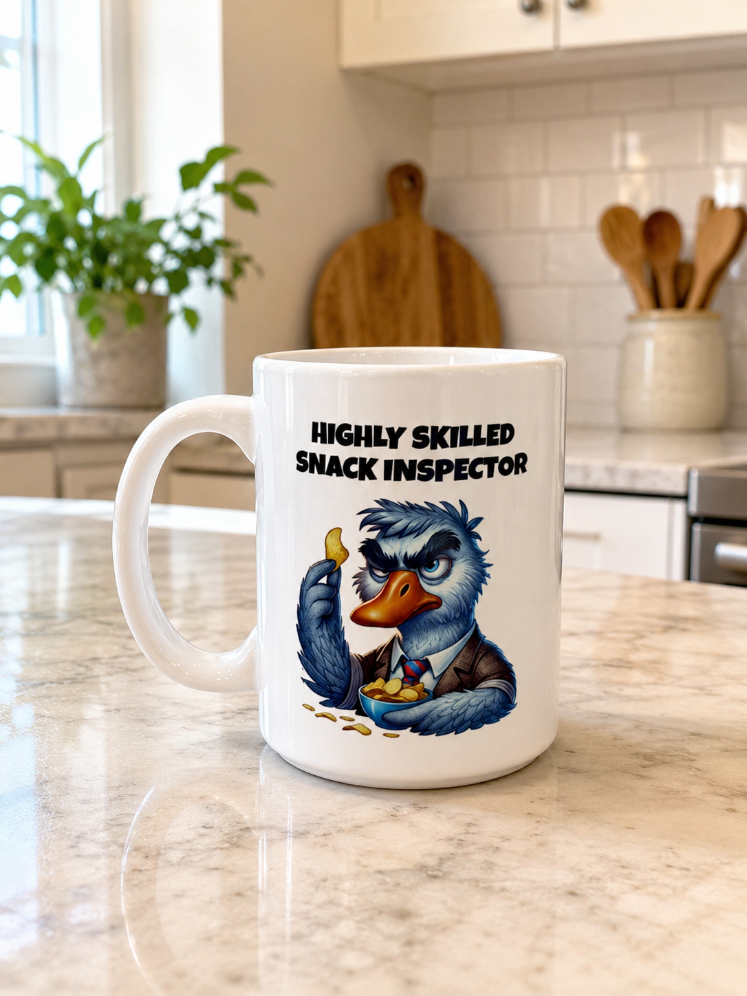 Ceramic Coffee Mug – “Highly Skilled Snack Inspector”