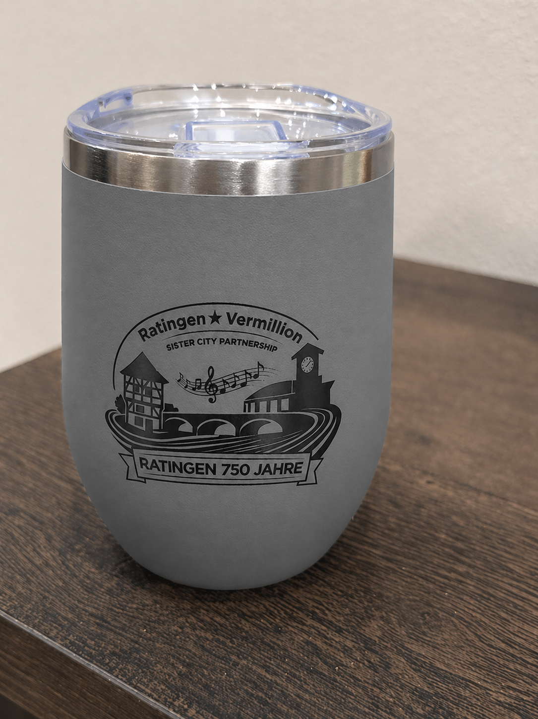 Vermillion, SD ↔ Ratingen, Germany | 750-Year Celebration 12oz Stainless Steel Tumbler with Lid