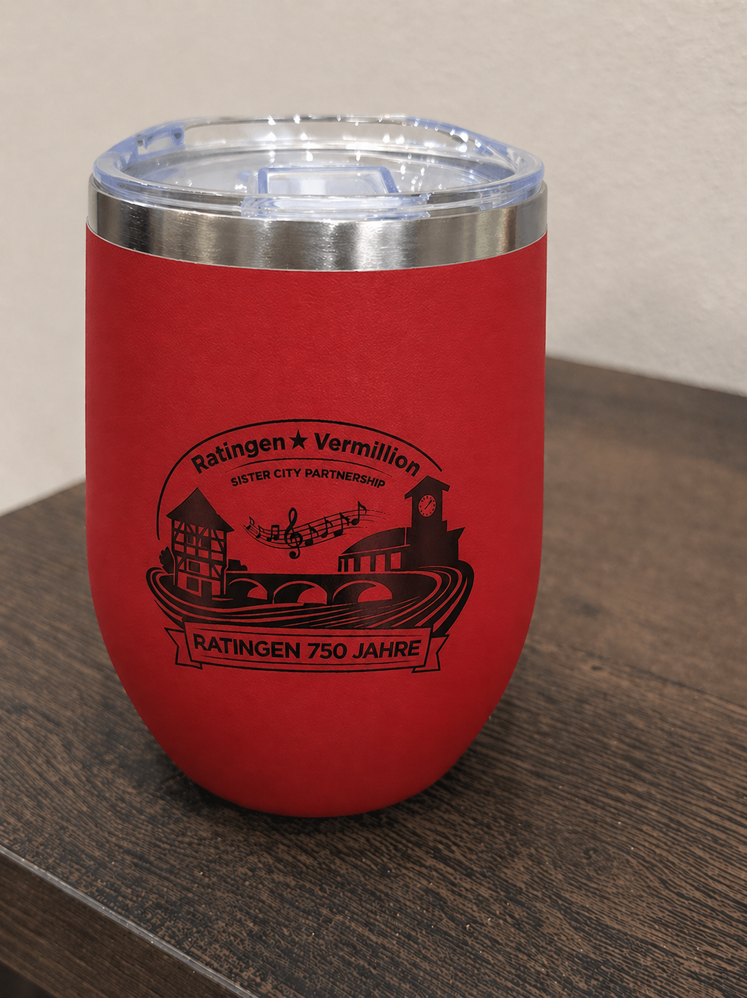 Vermillion, SD ↔ Ratingen, Germany | 750-Year Celebration 12oz Stainless Steel Tumbler with Lid