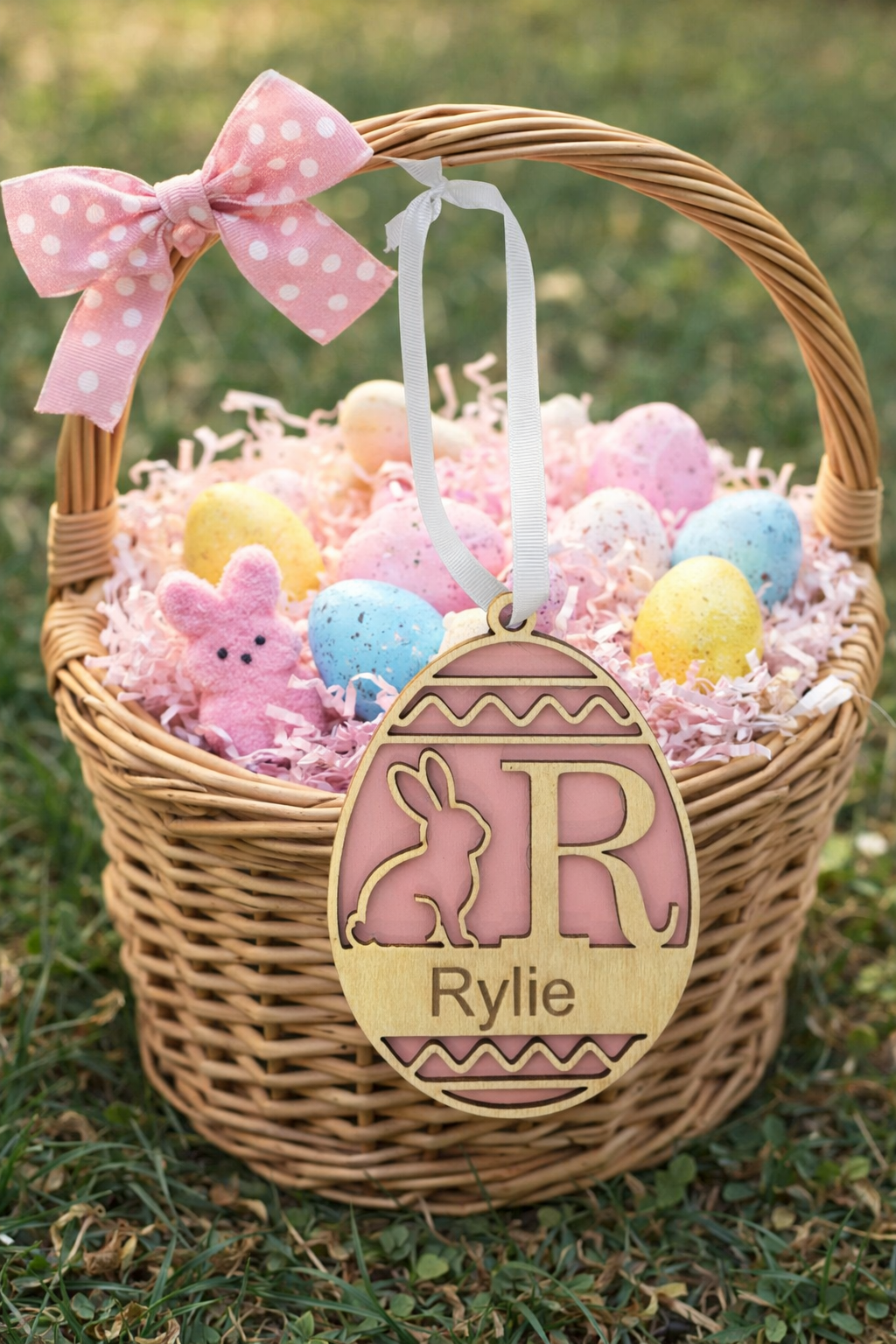 Personalized Easter Bunny Ornament / Basket Name Tag