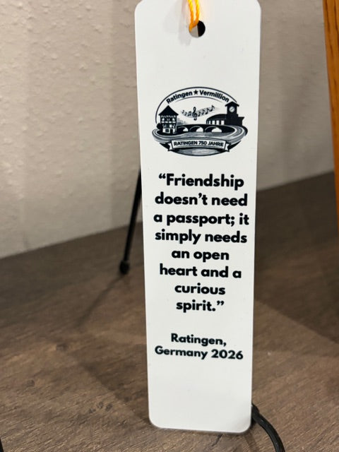 Vermillion, SD ↔ Ratingen, Germany | 750-Year Celebration Aluminum Bookmark with Tassel