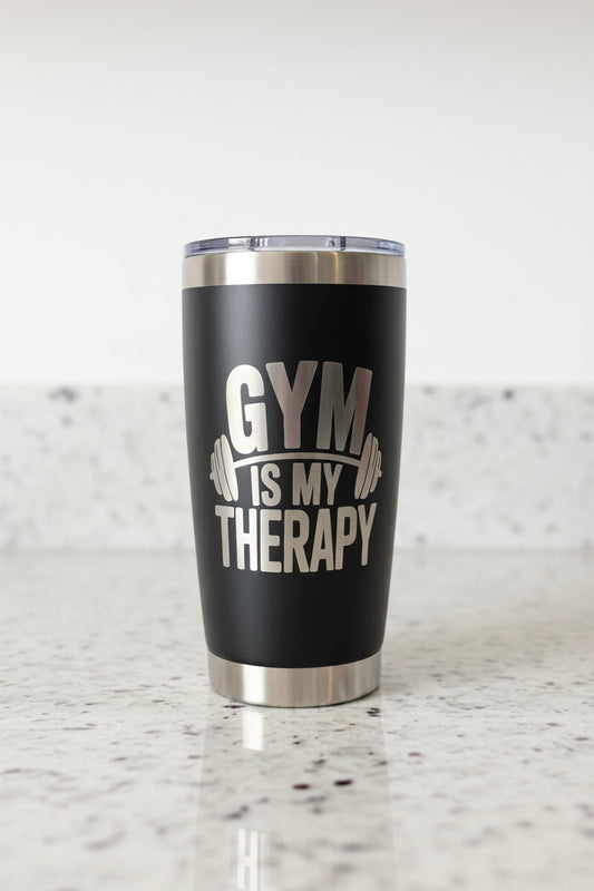 Gym Is My Therapy – 20oz Stainless Steel Travel Tumbler