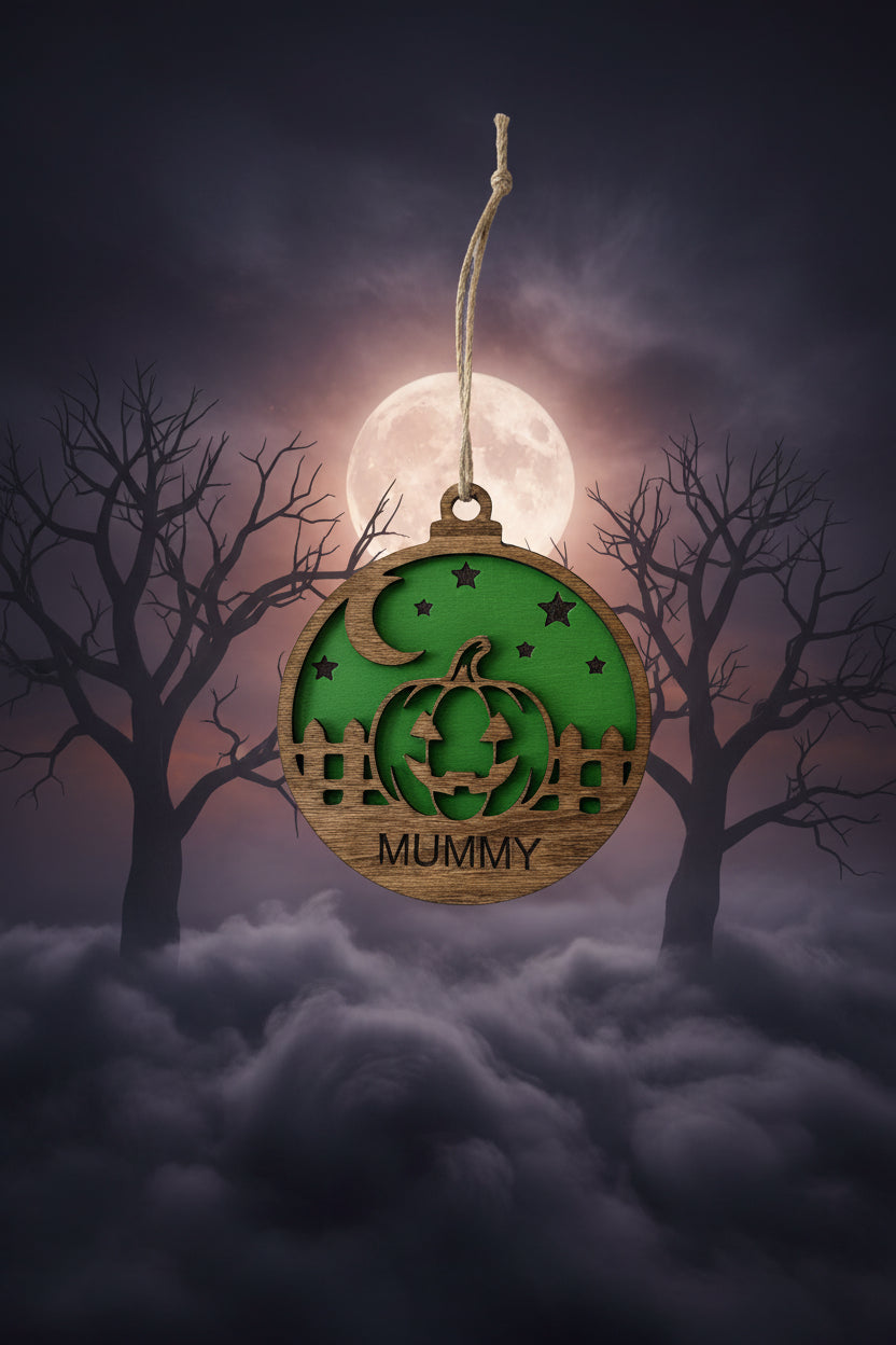 Personalized Halloween Pumpkin Moon Ornament