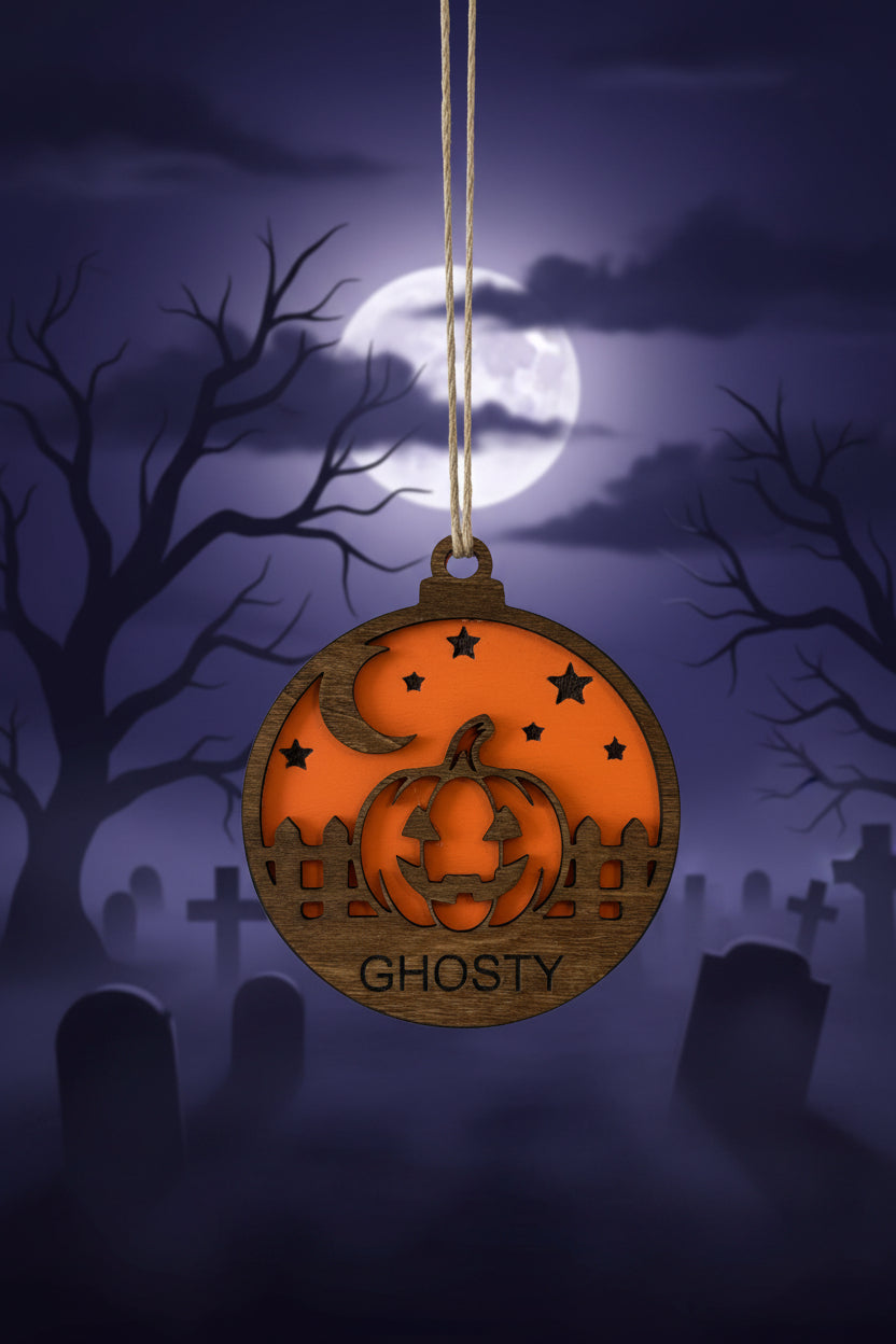 Personalized Halloween Pumpkin Moon Ornament