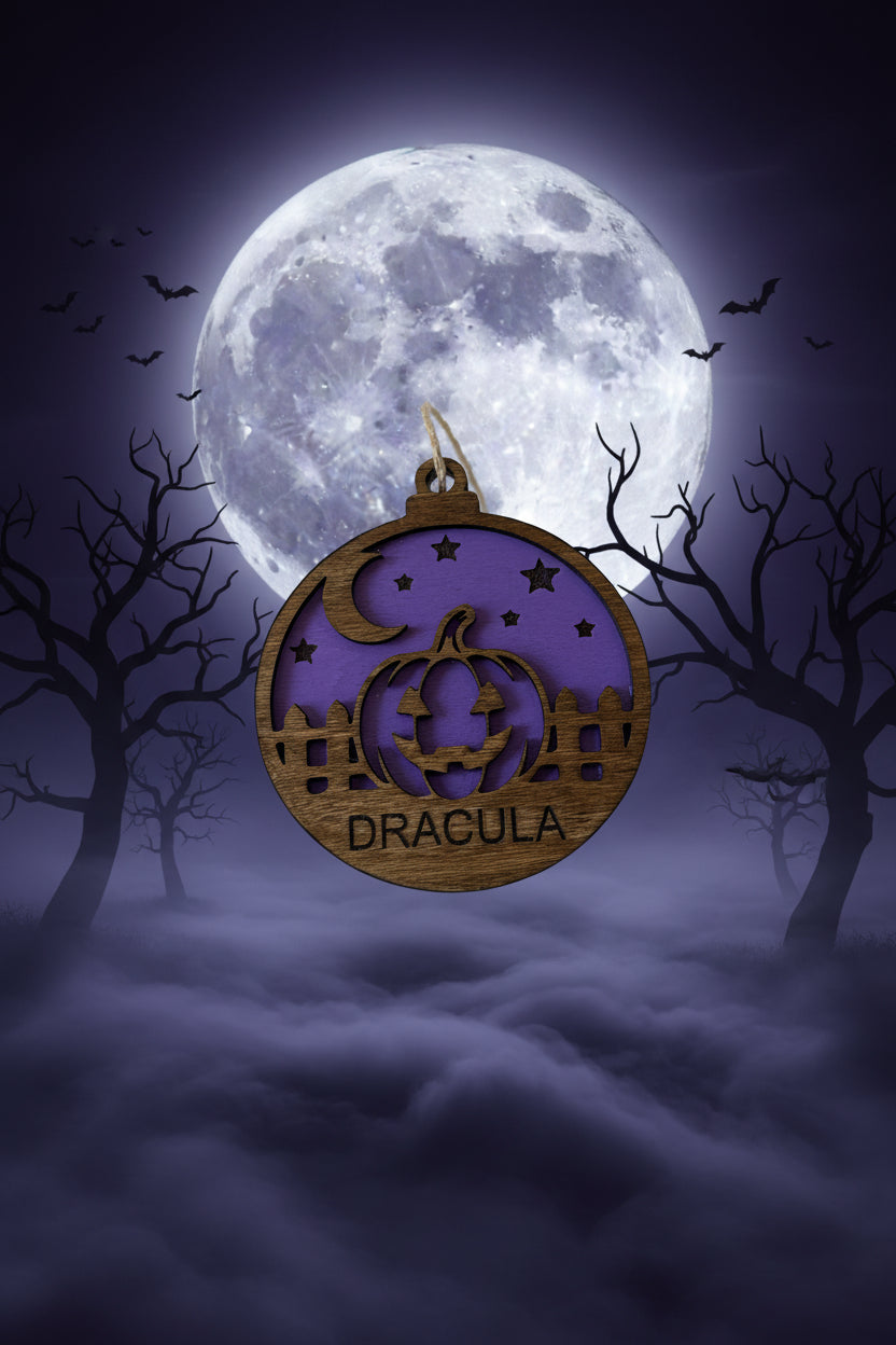 Personalized Halloween Pumpkin Moon Ornament