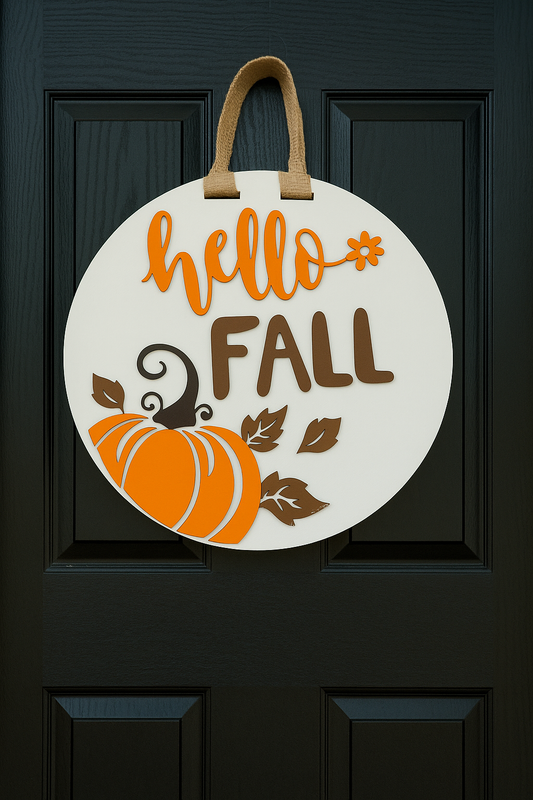 14" Round Door Hanger - Hello Fall