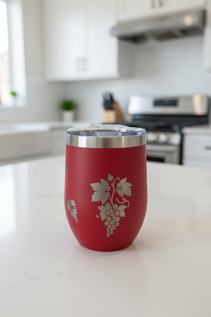 Home Is Where The Wine Is - 12 oz Engraved Wine Tumbler