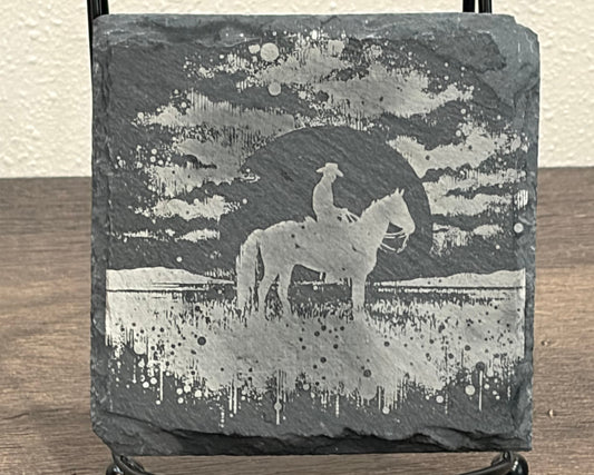 Western Cowboy Slate Coaster