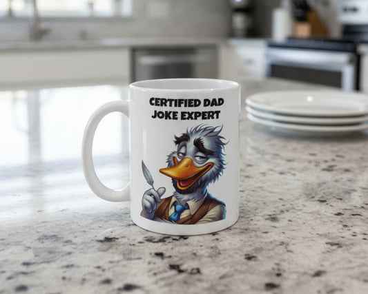 Ceramic Coffee Mug – “Certified Dad Joke Expert”