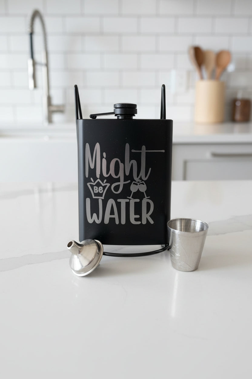 Might Be Water - 8 oz Stainless Steel Flask