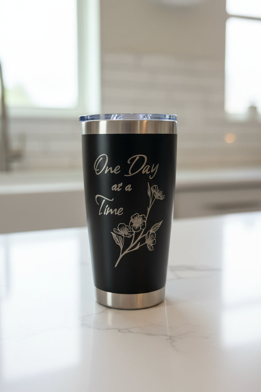 One Day At A Time – 20oz Stainless Steel Travel Tumbler