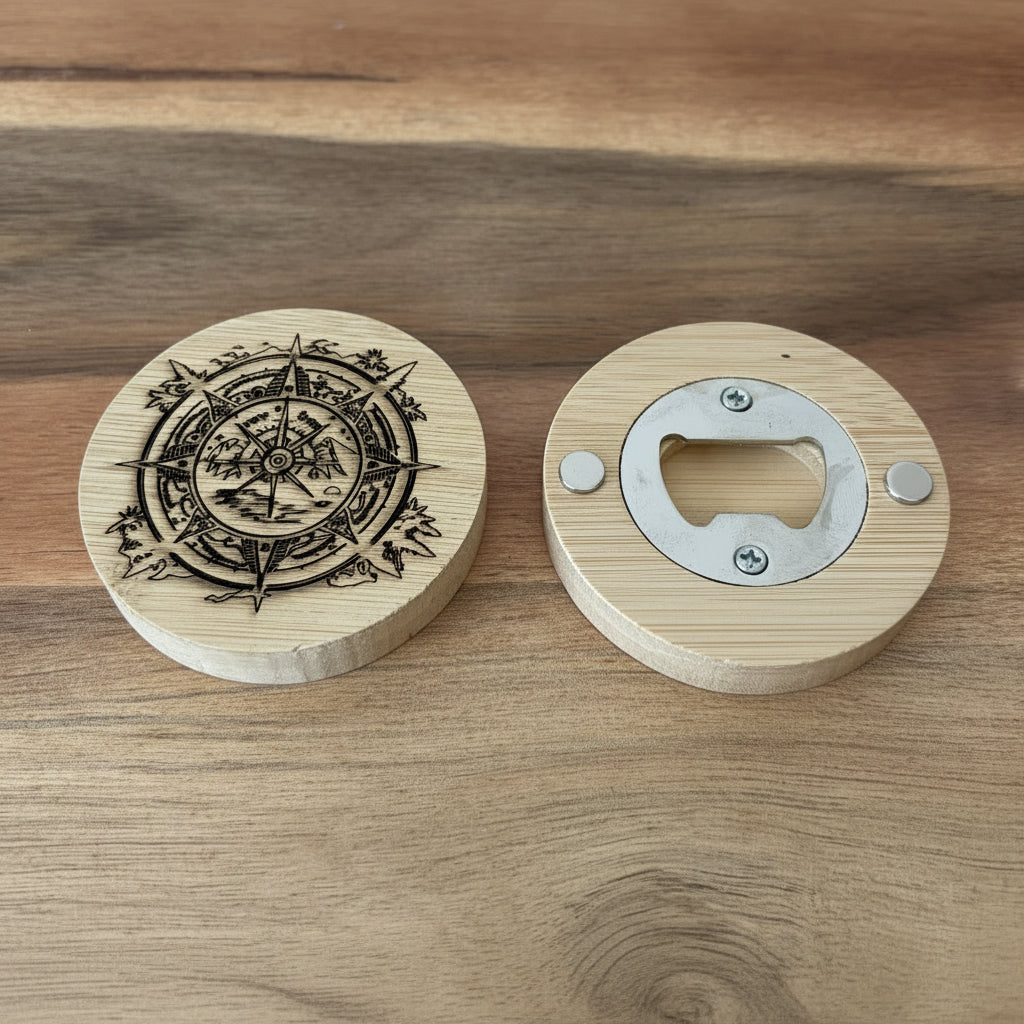 Pirate Compass - Engraved Wooden Magnetic Bottle Opener