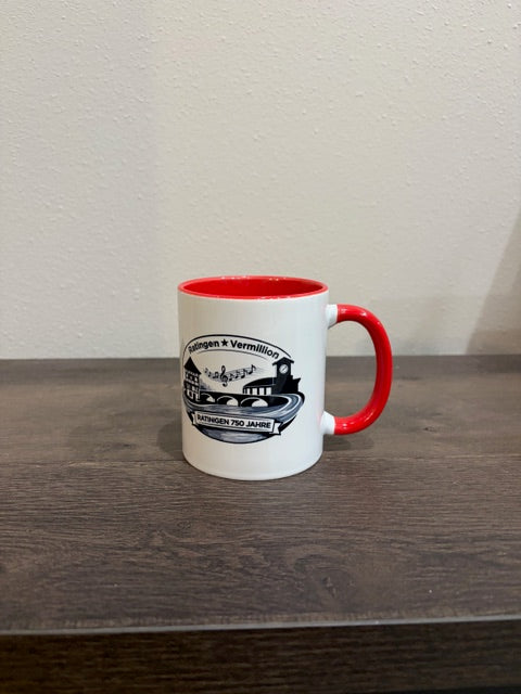 Vermillion, SD ↔ Ratingen, Germany | 750-Year Celebration - 11oz Ceramic Coffee Mug Red & White