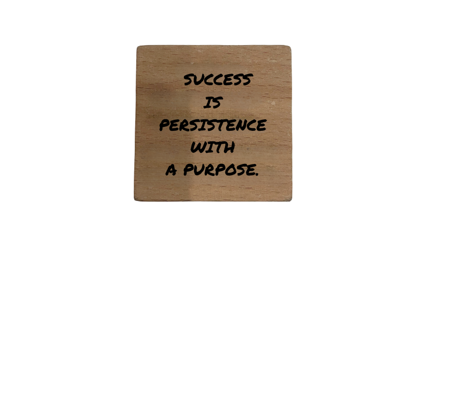Inspirational Wooden Quote Magnet - Success is Persistence with a Purpose