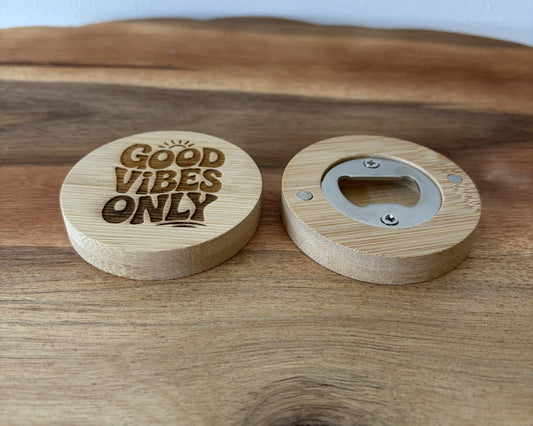 Sunshine Good Vibes - Engraved Wooden Magnetic Bottle Opener